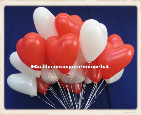 Herzluftballons Hochzeit mit Helium an Ballonbändern