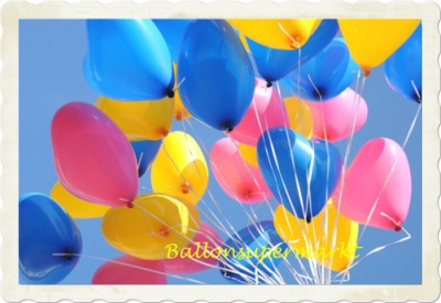Herzluftballons in schönsten Farben mit Ballongas Helium zur Hochzeit