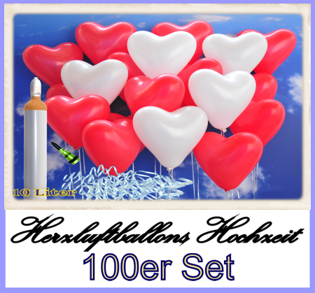 Herzluftballons Hochzeit. 100er Set